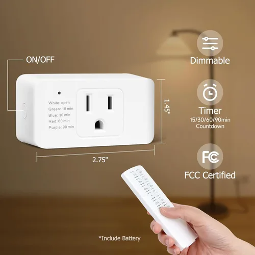 Miniatura 4 de GMY Interruptor de atenuación enchufable para lámpara con temporizador, regulador de intensidad interior con control remoto para luces de cadena