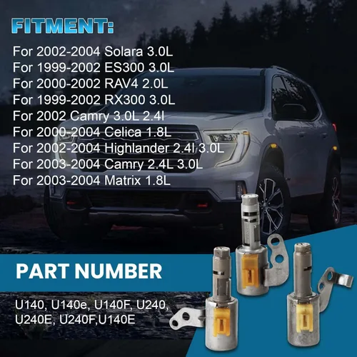 Miniatura 2 de Kit de solenoide de cambio de transmisión de solenoide de transmisión U140E U241E para Solara ES300 RAV4 RX300 Camry Celica Highlander Matrix