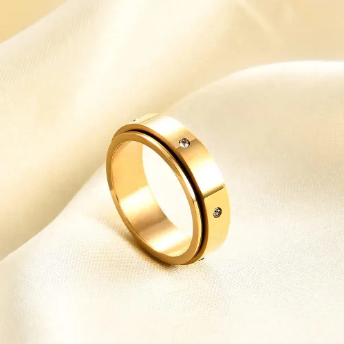 Miniatura 4 de MYNENEY Anillo para ansiedad con circonita cúbica para aliviar el estrés para mujeres, alianza de compromiso de boda para mujeres y hombres