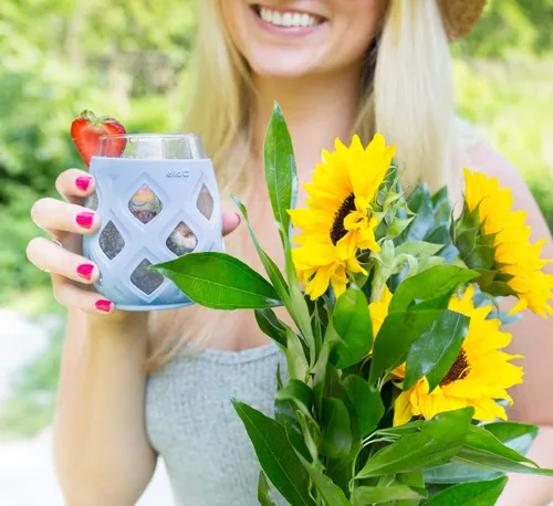 Miniatura 3 de Set de 6 copas de vino sin tallo Ello Cru de 17 onzas con fundas protectoras de silicona, perfectas para patios de verano y fiestas, ideales