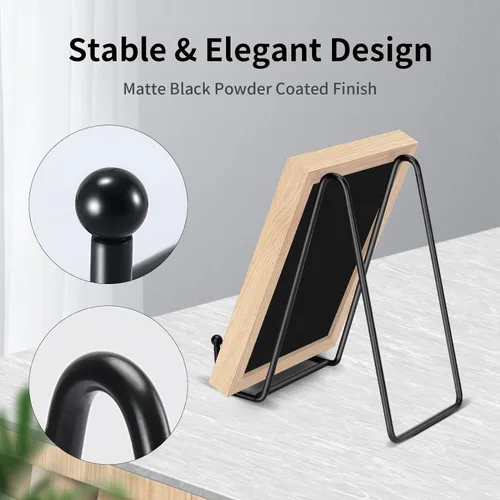 Miniatura 4 de Kruodop Soportes de Placa de 8 Pulgadas para Exhibición, Juego de 5 Soportes de Placa de Exhibición, Soporte de Caballete de Marco de Metal Negro