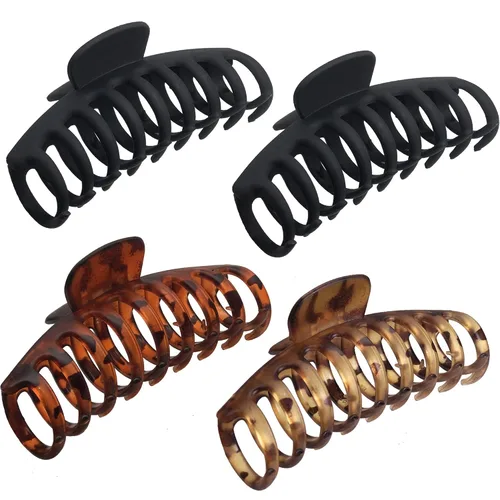 OWIIZI Pinzas grandes para el cabello para mujer, 4.3 pulgadas, diseño de leopardo mate, pinzas para el pelo jumbo, antideslizantes, pinzas de