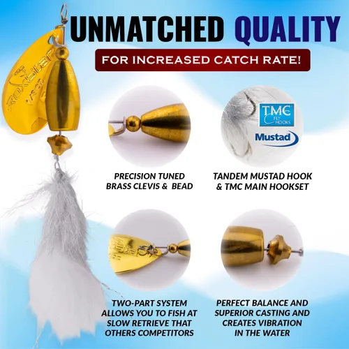 Miniatura 3 de RoxStar Fly Strikers Blue Series - Hand-Crafted in The USA - Proven Nationwide Most Versatile Fishing Spinner for Bass, Trout, Pike, Steelhead- Stop