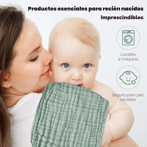 Miniatura 7 de Spotted Play Paños de muselina para eructos, 100% algodón, grandes, 20''x10'', extra suaves y absorbentes, paños de lavado para bebés, trapos