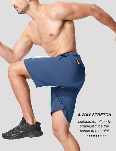 Miniatura 3 de MAGCOMSEN Pantalones cortos de senderismo para hombre de 9 pulgadas, de secado rápido, ligeros, con bolsillos con cremallera, para entrenamiento