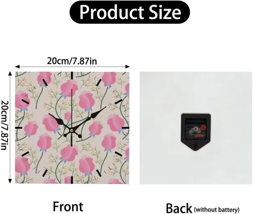 Miniatura 2 de Petal Pink Flower Floral Rose Battery Operated Clock Wall Clocks Battery Operated Clock for Wall Decorative Clocks Garage for Kitchen Bathroom