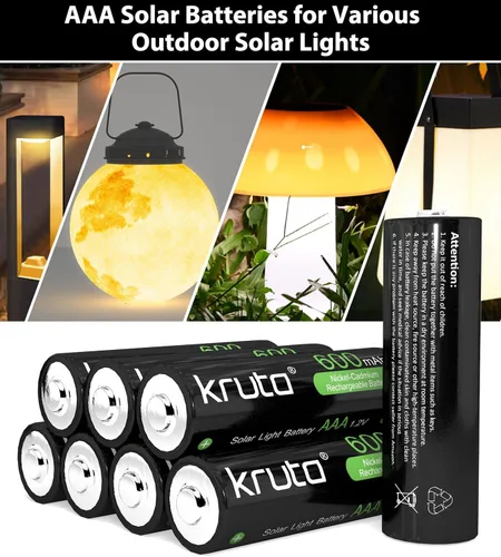 Miniatura 2 de Paquete de 12 baterías AAA recargables, 1.2 V 600 mAh NiMH precargadas triple A para luces solares al aire libre y dispositivos domésticos, baja