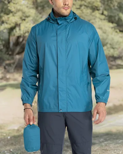 Miniatura 124 de 33,000ft - Chaqueta de lluvia impermeable y plegable para hombre, ligera, con capucha, cortavientos ideal para golf o ciclismo