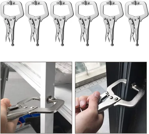 Miniatura 4 de Anxingo Paquete de 6 pinzas en C de 6 pulgadas con almohadillas giratorias, alicates resistentes para artesanos, hogar, taller