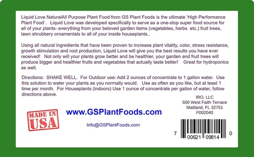 Miniatura 2 de GS Plant Foods Liquid Love - Fertilizante para plantas multiusos (1 galón), fertilizante líquido para jardines de hierbas, plantas