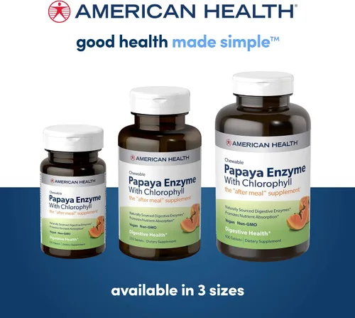 Miniatura 5 de Tabletas de enzima de papaya con clorofila masticables de la marca American Health, 043596, 1, 1