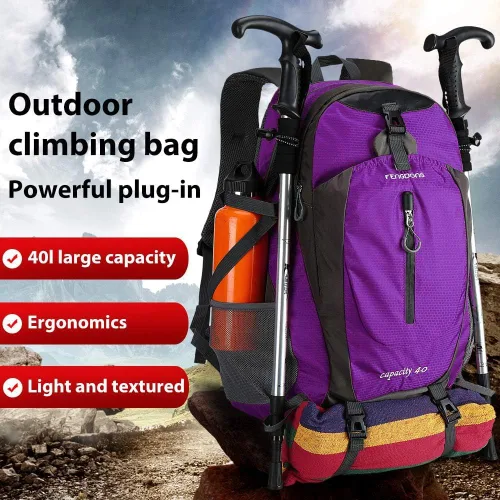 Miniatura 2 de Fengdong Mochila de viaje impermeable y ligera para senderismo, acampadas, de 40 L, para hombres y mujeres A6-morado.