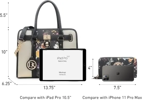 Miniatura 66 de Dasein Bolsos de mano de dos tonos para mujer, bolsos de hombro de cuero vegano, bolsa grande con cartera a juego