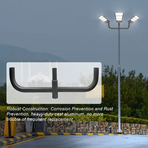 Miniatura 3 de Adaptador de espiga de bocina de toro cuádruple de 180 grados para 3 luces, soporte de montaje de luz al aire libre para poste redondo, espigas
