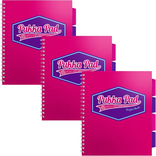 Miniatura 6 de Pukka Pad - Cuaderno de 5 materias, para escuela, trabajo, oficina, 3 unidades, 100 hojas premium de 2.82 oz/m² (80 gr/m²)