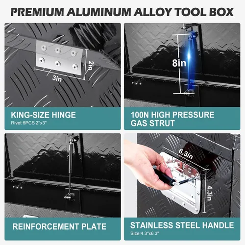 Miniatura 7 de Caja de herramientas de aluminio de 39 pulgadas de largo x 15 pulgadas de ancho x 14 pulgadas de alto, cajas de herramientas resistentes con 2