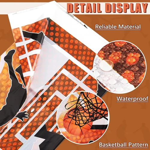 Miniatura 3 de Tatuo Paquete de 1 mantel rectangular desechable de plástico para baloncesto, impermeable, para decoración de fiestas de cumpleaños, día de juego