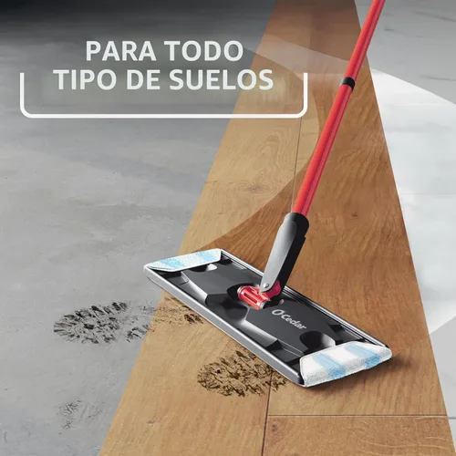 Miniatura 13 de O-Cedar H2prO Sistema de trapeador plano Herramienta de limpieza rápida Limpia con agua limpia Mopa de microfibra reutilizable y lavable a