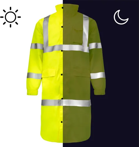 Miniatura 6 de JORESTECH Capa de lluvia de seguridad de alta visibilidad Lima/Amarillo Clase 3 con cinta reflectante de 2 pulgadas, cumple con ANSI/ISEA
