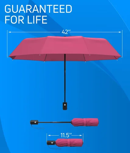 Miniatura 38 de Rain-Mate Paraguas compactos resistentes al viento para la lluvia, diseño de costilla de fibra de vidrio reforzada fuerte y apertura y cierre