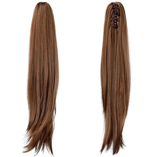 Miniatura 8 de Extensiones de cola de caballo, 60,96 cm de largo, cabello sintético ondulado, color marrón