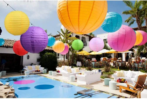 Miniatura 5 de BEISHIDA 16 piezas de linternas de papel multicolores, redondas y colgantes, estilo chino/japonés, para bodas, cumpleaños, baby shower, aulas