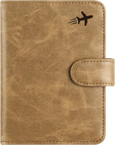 Miniatura 29 de Funda para pasaporte, cartera con bloqueo RFID, funda de piel para tarjetas, accesorios de viaje para mujeres y hombres, negro
