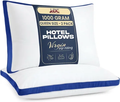 Miniatura 11 de LUX Décor - Juego de 2 almohadas suaves de hotel con refuerzo, para dormir de lado, boca abajo y de espalda, almohadas de cama de hotel alternativas