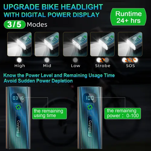 Miniatura 2 de 2026 Upgrade 6800Lumen Bike Light for Night Riding,Super Bright 6 LED Headlight,Aluminum 10 Mode Rechargeable Bicycle Light Front and Verde