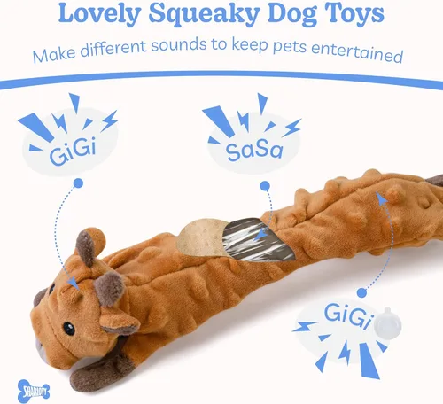 Miniatura 3 de SHARLOVY Paquete de 5 juguetes chirriantes para perros, juguetes de peluche de burbujas para dentición para cachorros, juguetes para perros