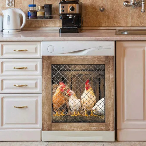 Miniatura 4 de Awak Adhesivo magnético para decoración de cocina, gallo para lavavajillas, diseño de pollo campestre, nevera, puerta de refrigerador, calcomanías