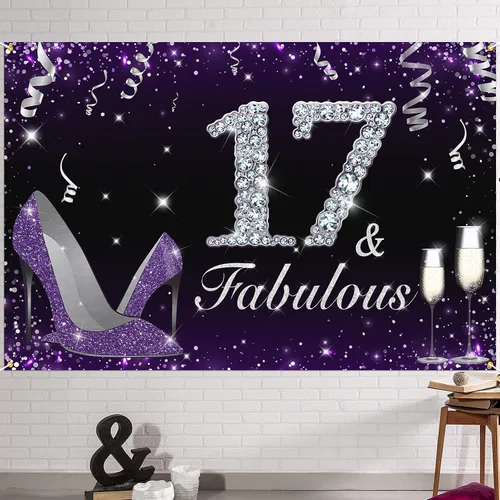 Miniatura 12 de HAMIGAR Fabuloso telón de fondo de cumpleaños tacones altos morados