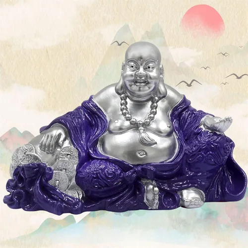 Miniatura 6 de Feng Shui "NGAN Chee" Estatua de Buda sonriente en amuleto casero púrpura real