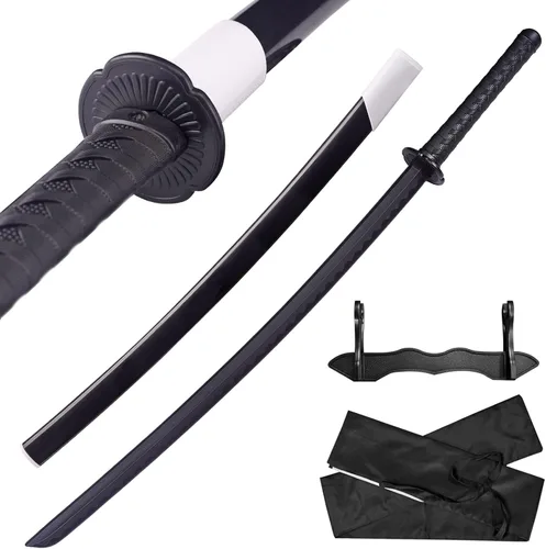 Miniatura 11 de Espada katana japonesa – Hoja negra de polipropileno con Saya, espada de entrenamiento Samurai para cosplay, 40.1 pulgadas
