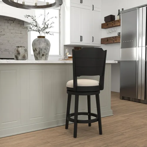 Miniatura 14 de Hillsdale Clarion - Taburete de Altura Giratoria de Madera para Barra, Negro