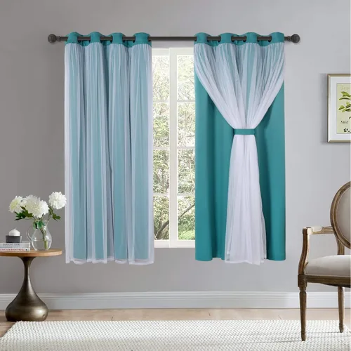 Miniatura 26 de BONZER Cortinas opacas con superposición transparente, mezcla y combina paneles de ventana de doble capa con aislamiento térmico para sala de estar