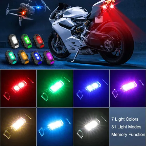 Miniatura 3 de QVEVDACAR - Luces estroboscópicas LED para dron, 7 colores, mini, USB recargable, iluminación anticolisión, luces traseras para aviones