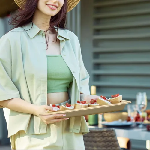Miniatura 7 de Platos de papel desechables, paquete de 30 bandejas de alimentos de bagazo, platos compostables y biodegradables de 14 pulgadas, sin blanquear, sin