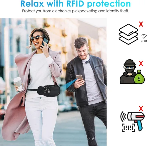 Miniatura 5 de AGPTEK Fanny Pack for Women Men, RFID Large Capacity Waist Wallet Bag, Adjustable & Waterproof Bum Belt Pouch for Travel, Running, Shopping, Hiking