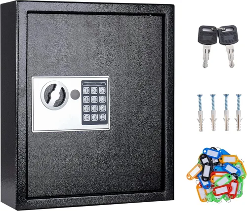 UMEKEN Caja de llaves de montaje en pared con 40 posiciones, caja de seguridad digital para armario de automóvil con código, caja de seguridad