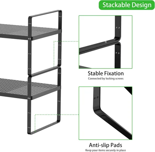 Miniatura 5 de Estante de Almacenamiento de Gabinete Expandible Organizador Apilable para Cocina Baño Despensa Especiero Encimera de Café Escritorio de Oficina