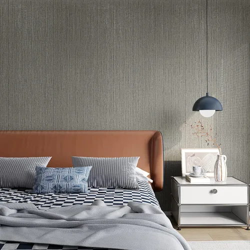 Miniatura 2 de VEELIKE Papel tapiz de pasto gris para despegar y pegar, papel tapiz de tela de hierba sintética extraíble para dormitorio, sala de estar, 15.7 x