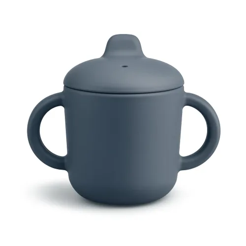 Miniatura 7 de Vasos para sorber con asas, pequeños vasos de silicona a prueba de fugas, 5 onzas, antiderrames, para niños pequeños (azul polvo)