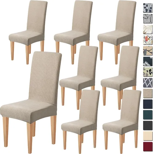Miniatura 34 de Dioxide Fundas de Silla de Alto Estirar para Sillas de Comedor, Juego de Fundas de Silla de Comedor Lavables de 4, Fundas de Asiento de Silla