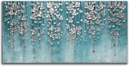 Miniatura 12 de Yika Art Pinturas 3D de 24 x 48 pulgadas, pintura al óleo abstracta moderna pintada a mano sobre lienzo, obra de arte abstracta para decoración