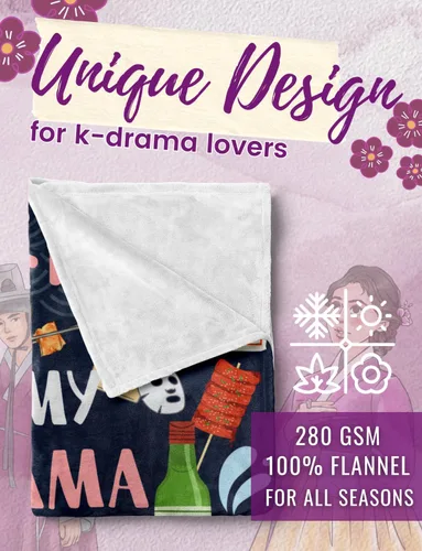 Miniatura 2 de Huglanket Regalos de Drama Coreano Kdrama Merch Manta para Mujeres, Mantas de Franela para Amantes del Drama K, Azul, 50" x 65