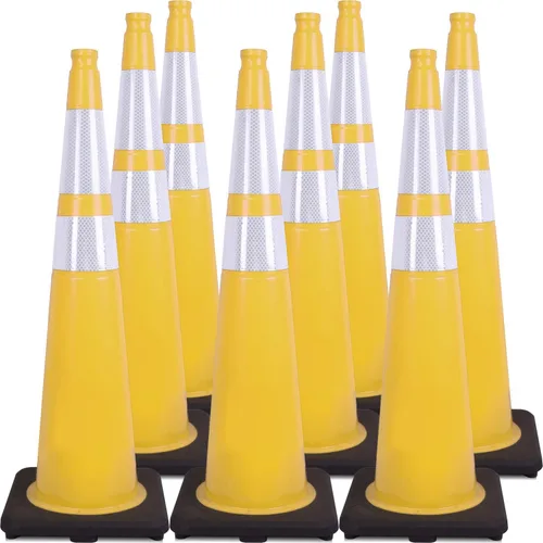 Miniatura 28 de Conos de Tráfico de PVC Naranja/Verde Fluorescente, Cono de Estacionamiento con Base Negra Pesada Estructuralmente Estable Resistente a
