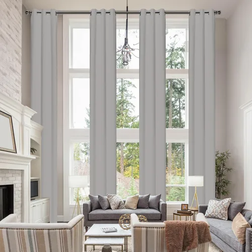Miniatura 12 de Cortinas opacas extralargas con ojales, de 132 pulgadas de largo, cortinas para techos altos para sala de estar y loft (1 panel, beige, 52"x132")