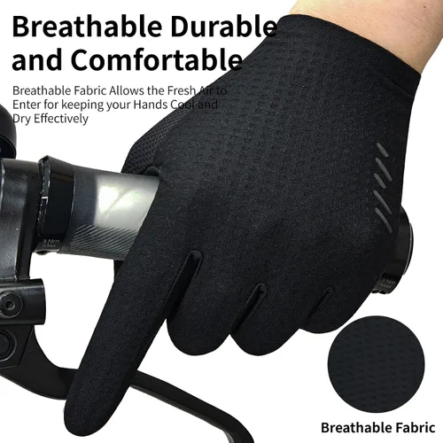 Miniatura 7 de VXW Guantes de ciclismo para hombres y mujeres, con tiras reflectantes y almohadilla antideslizante que absorbe los golpes para bicicletabicicleta