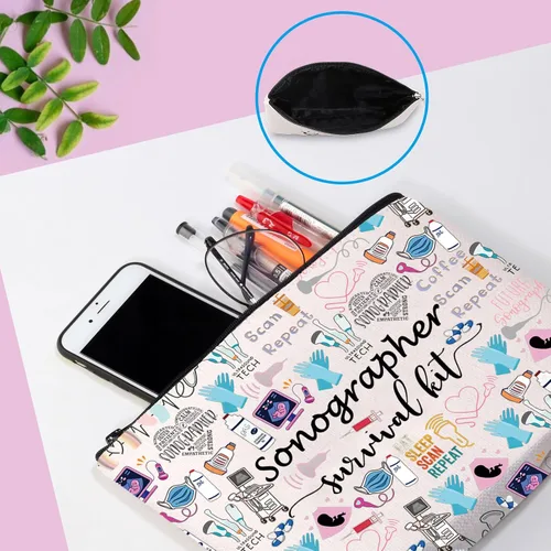 Miniatura 6 de GJTIM Kit de supervivencia para ecografista, regalo para radiólogo, bolsa de maquillaje con cremallera para ultrasonido, bolsa de maquillaje
